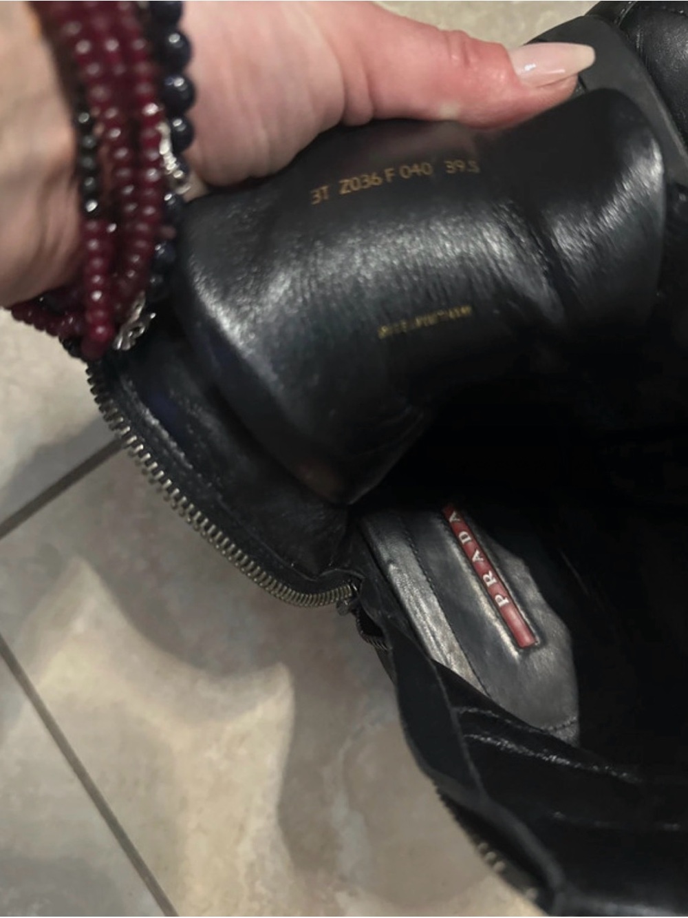 Prada Sport Black Leather Triple Strap High Top Wedge Sneakers 39 - Picture 5 of 13